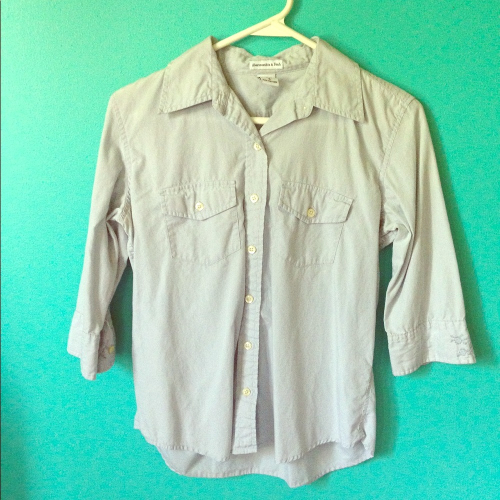 Light blue 3/4 sleeve Abercrombie Button Down
